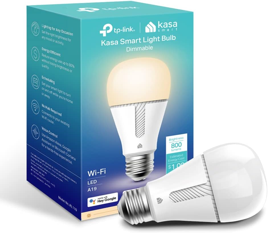 Kasa Smart Light Bulb KL110, LED Wi-Fi smart bulb works with Alexa and Google Home, A19 Dimmable, 2.4Ghz, No Hub Required, 800LM Soft White (2700K), 9W (60W Equivalent) 51t0spudyyl. ac sl1000 .jpg