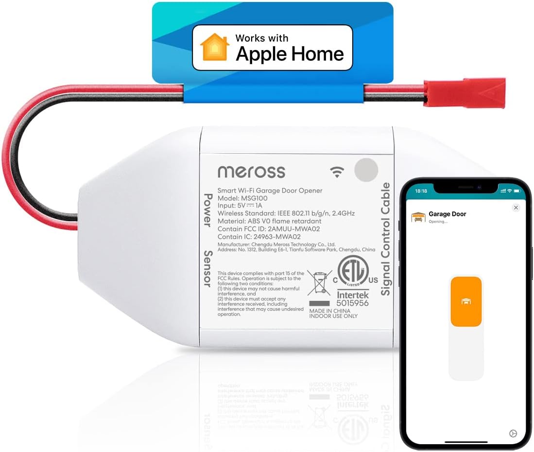 meross Smart Garage Door Opener Remote, Compatible with Apple HomeKit, Amazon Alexa, Google Assistant, SmartThings, Siri, CarPlay and Android, Universal WiFi Garage Controller, No Hub Required 61i2m19hagl. ac sl1500 .jpg