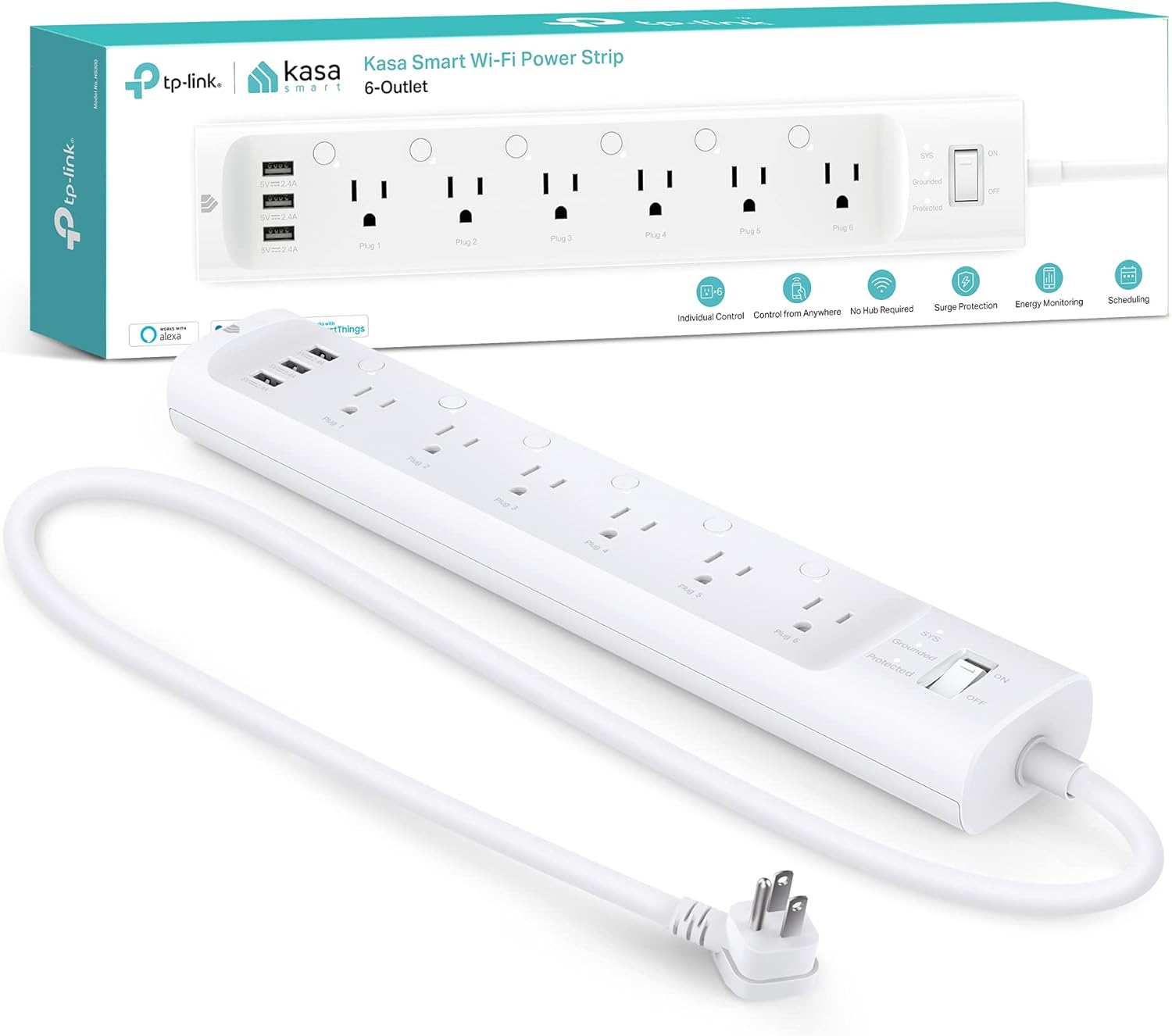 Kasa Smart Plug Power Strip HS300, Surge Protector with 6 Individually Controlled Smart Outlets and 3 USB Ports, Works with Alexa & Google Home, No Hub Required , White 61pi8akrkol. ac sl1500 .jpg
