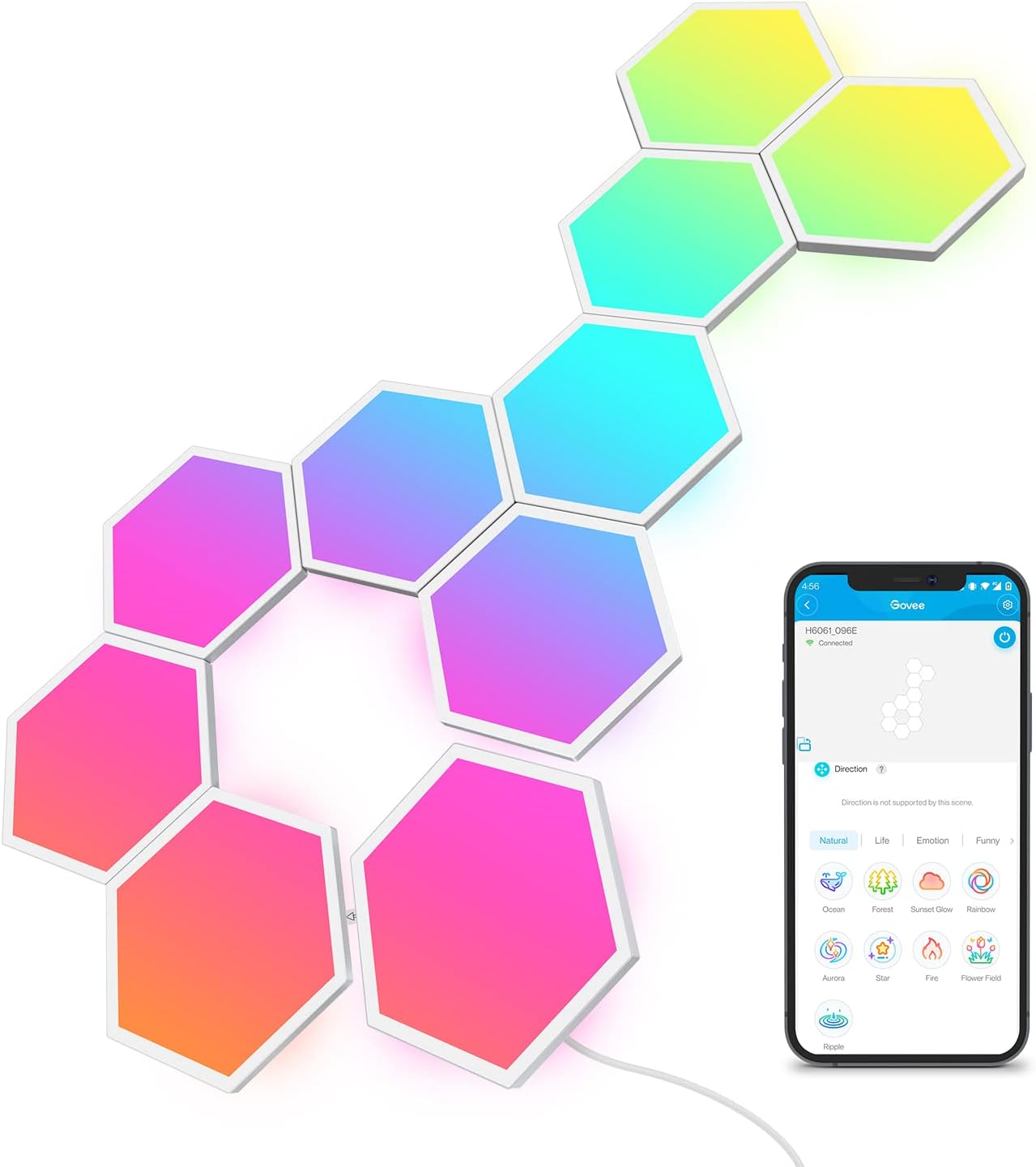 Govee Glide Hexa Light Panels, RGBIC Hexagon LED Wall Lights, Wi-Fi Smart Home Creative Wall Lights with Music Sync, Works with Alexa Google Assistant for Indoor Gaming Decor, 10 Pack 61wcvyyzpcl. ac sl1500 .jpg