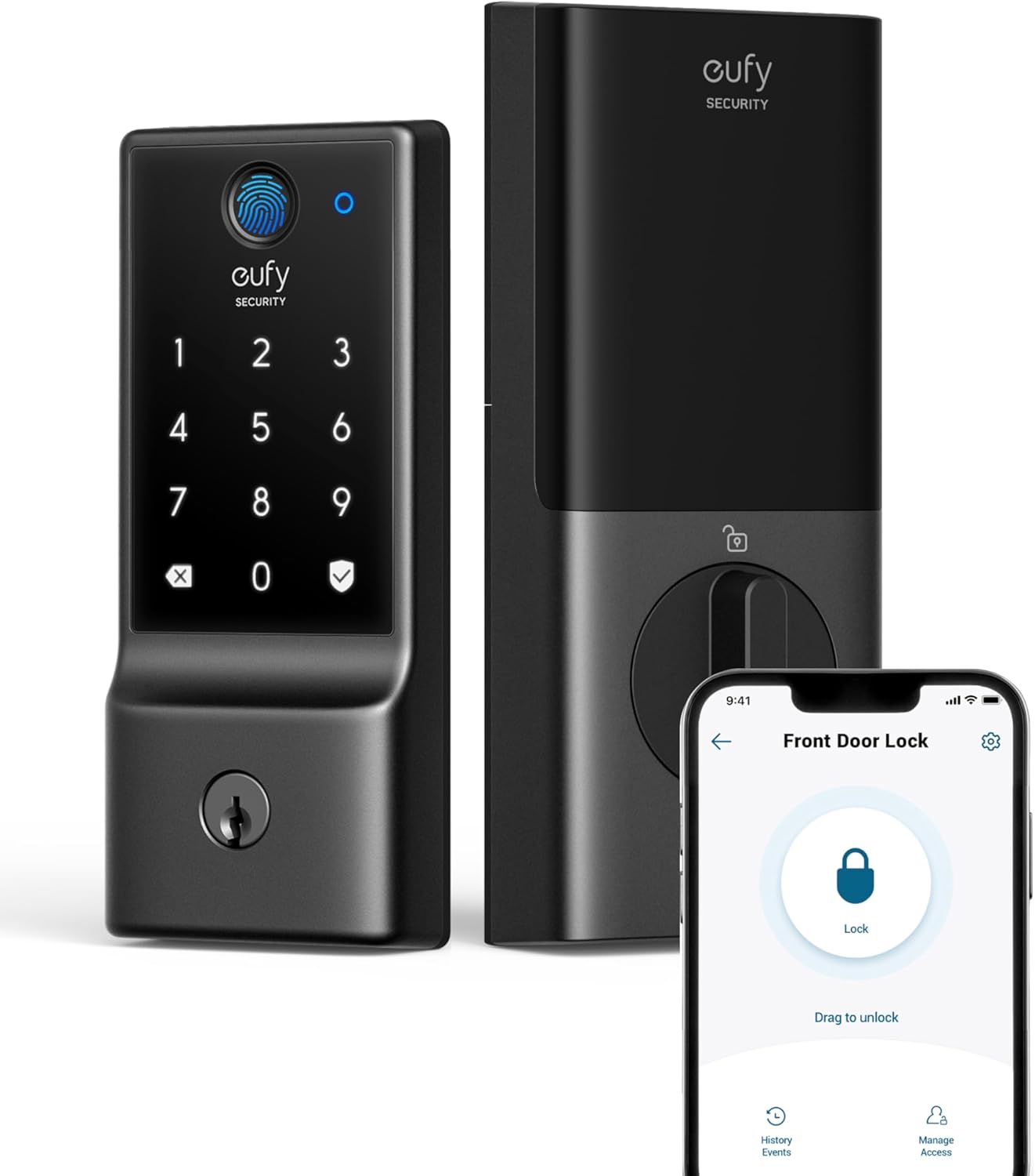 eufy Security Smart Lock C220, Fingerprint Keyless Entry Door Lock, Built-in Wi-Fi, App Remote Control, Front Door Smart Lock Deadbolt, 8Months Battery, Reliable Power, IP53 Waterproof, BHMA Grade 3 71 10f9flzl. ac sl1500 .jpg
