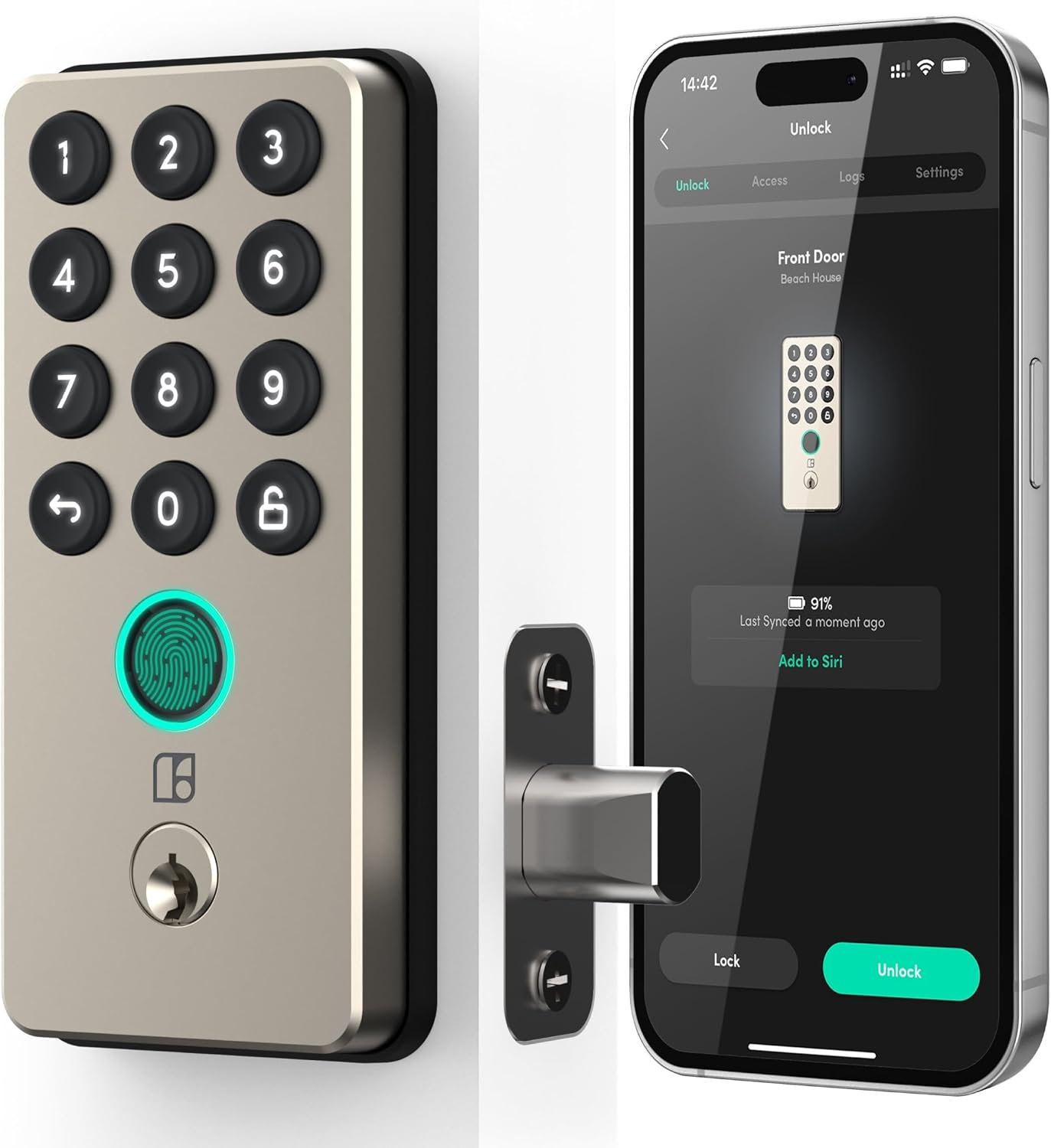 igloohome (New!) Deadbolt Go Smart Lock (Satin Nickel) w/Fingerprint, Digital Keys, Remote PIN Codes, WiFi Bridge (Sold Separately) - Tested to ANSI Standards, Easy to Install. 711zopmxzxl. ac sl1500 .jpg