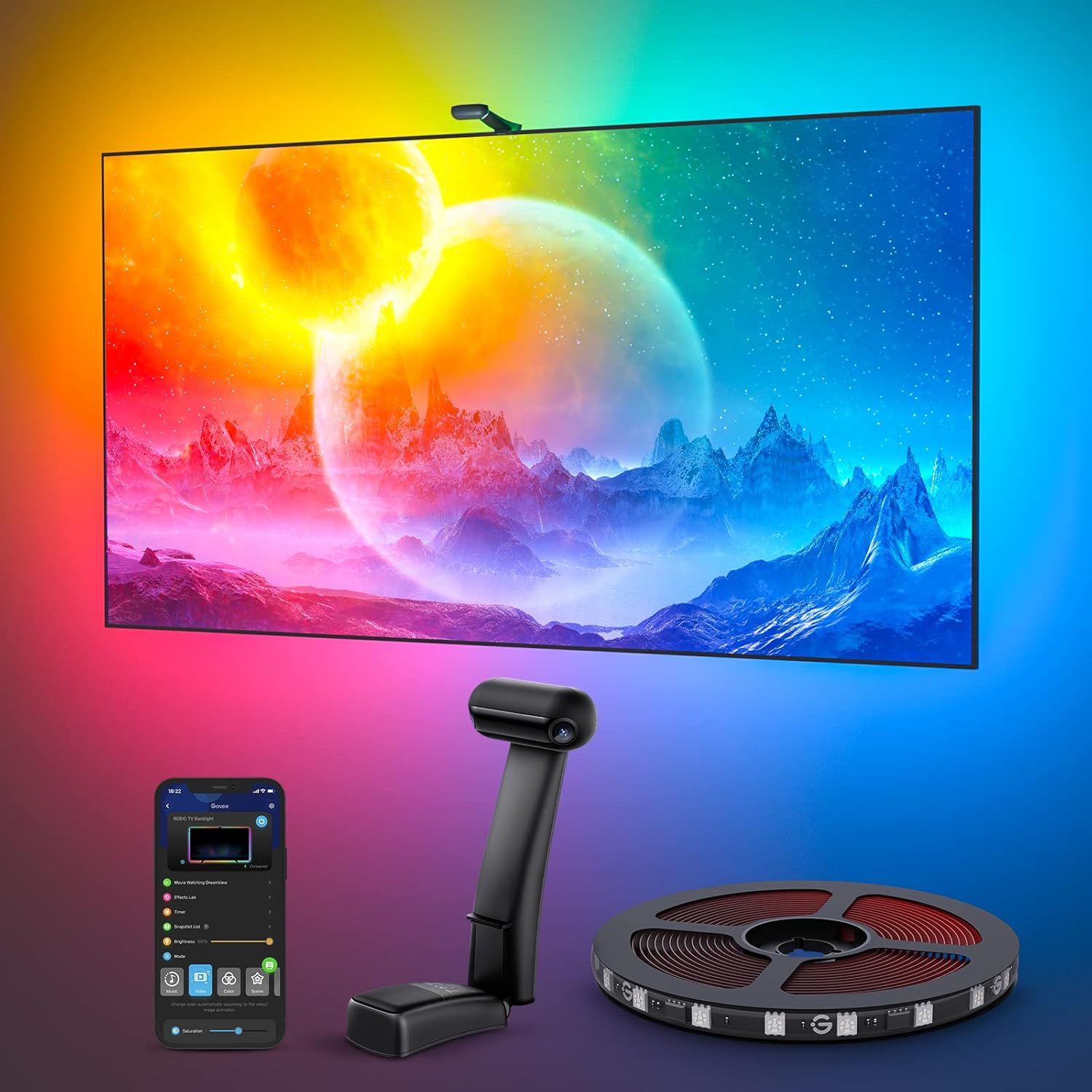 Govee Envisual TV Backlight T2 with Dual Cameras, 16.4ft RGBIC Wi-Fi LED Backlights for 75-85 inch TVs, Double Light Beads, for Home Decorations, Smart App Control, Music Sync 71p1mfxsqyl. ac sl1500 .jpg