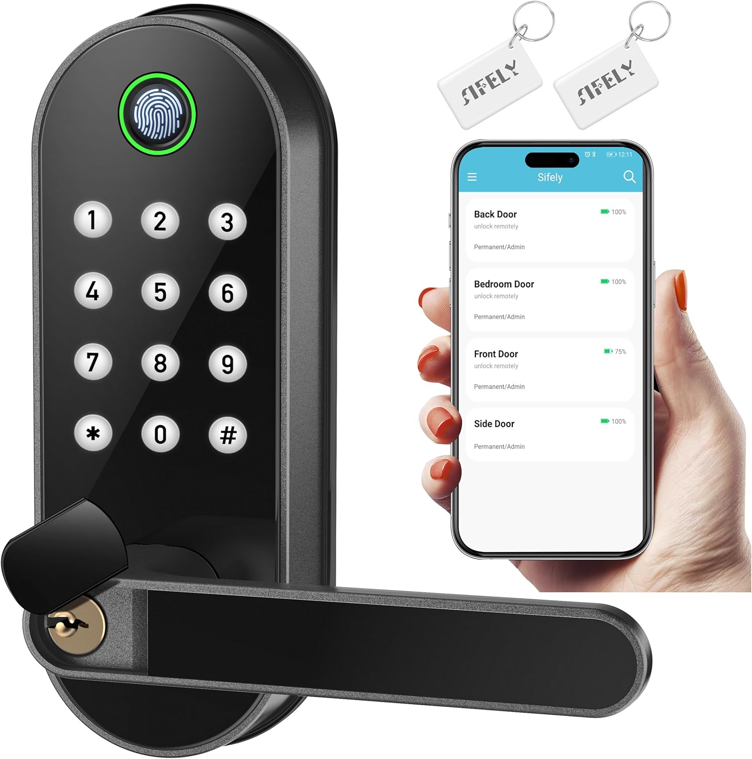 Fingerprint Smart Door Lock with Handle & Keypad – Bluetooth Keyless Entry for Front Door, Home, Kids, Guests, Airbnb & Rental, App + Code Access, Compatible with Alexa & Google, Easy DIY Install 81qrjamauhl. ac sl1500 .jpg