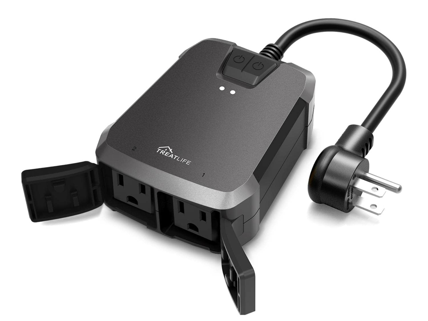 TREATLIFE 2 in 1 Outdoor Smart Dimmer Plug, 2 Individual Control Sockets, 600W, Compatible with Alexa, Google Home, IP64 Dimmer for Outdoor String Lights, Dusk to Dawn, 2.4GHz WiFi Only 515ciopf97l. sl1500 .jpg