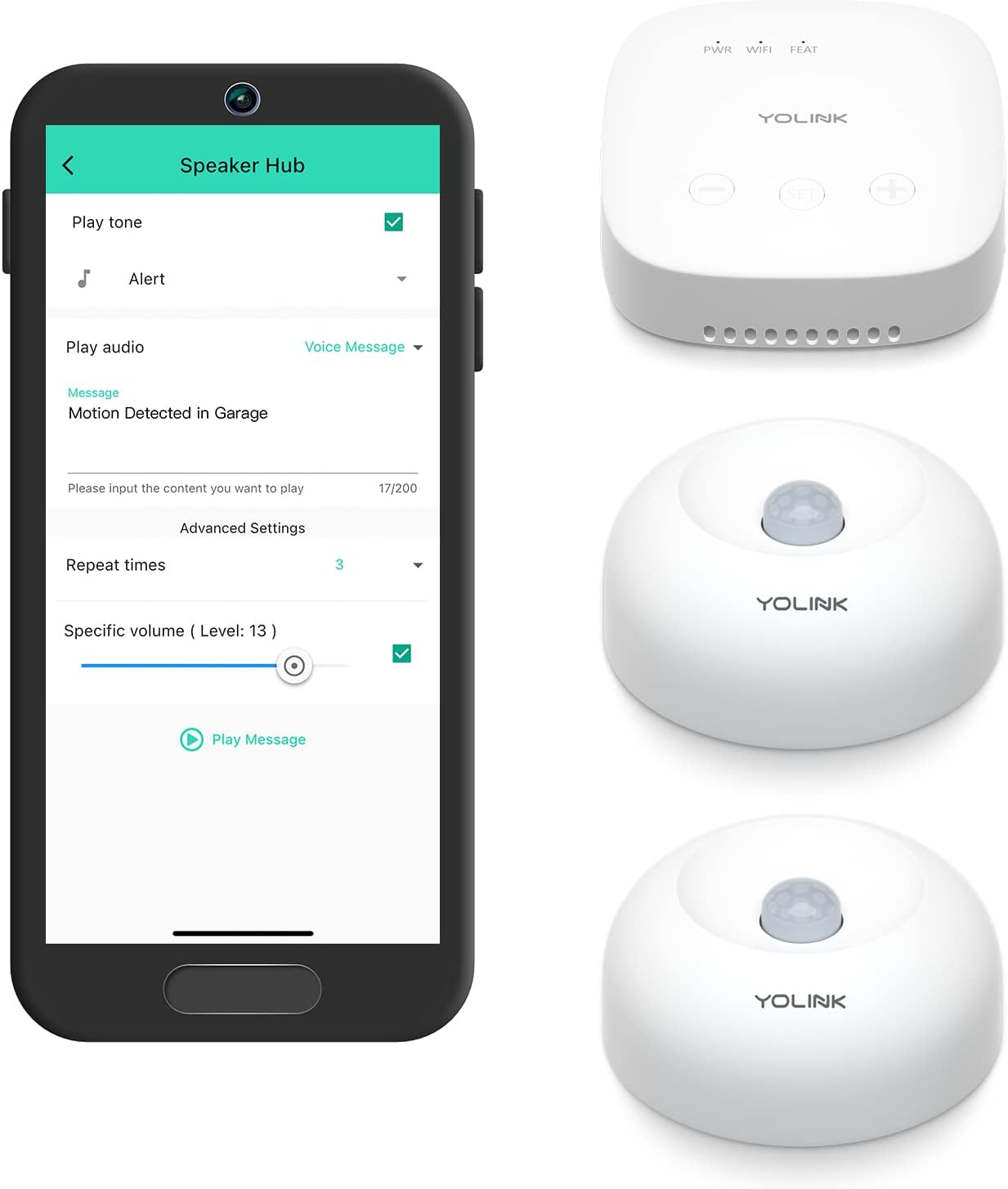 YoLink SpeakerHub & Two Motion Sensor Smart Home and Security Kit – Audio Hub Plays Tones/Sounds, Spoken Messages, LoRa-Powered ¼ Mile Range, WiFi Required 51xvwd2hvpl. ac sl1500 .jpg