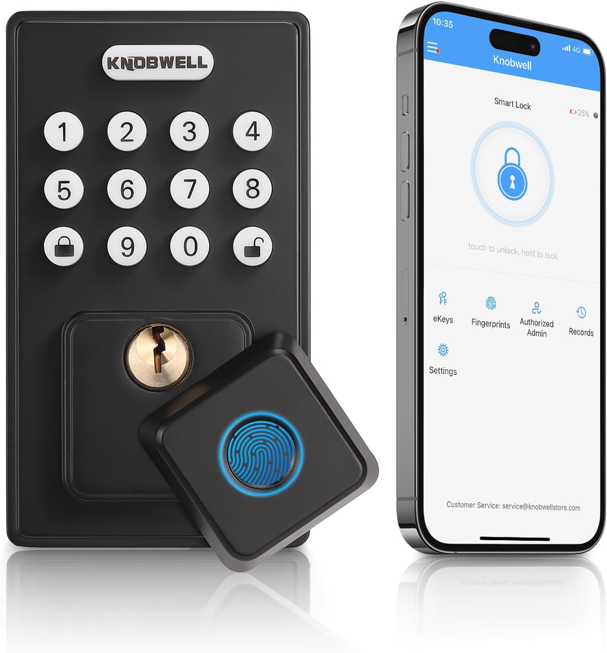 KNOBWELL Smart Lock Deadbolt for Front Door, Fingerprint Keyless Entry Door Lock, Biometric Touch Digital Keypad Deadbolt, Electronic Password Door Locks with Bluetooth and APP Control 61el738oz0l. ac sl1500 .jpg