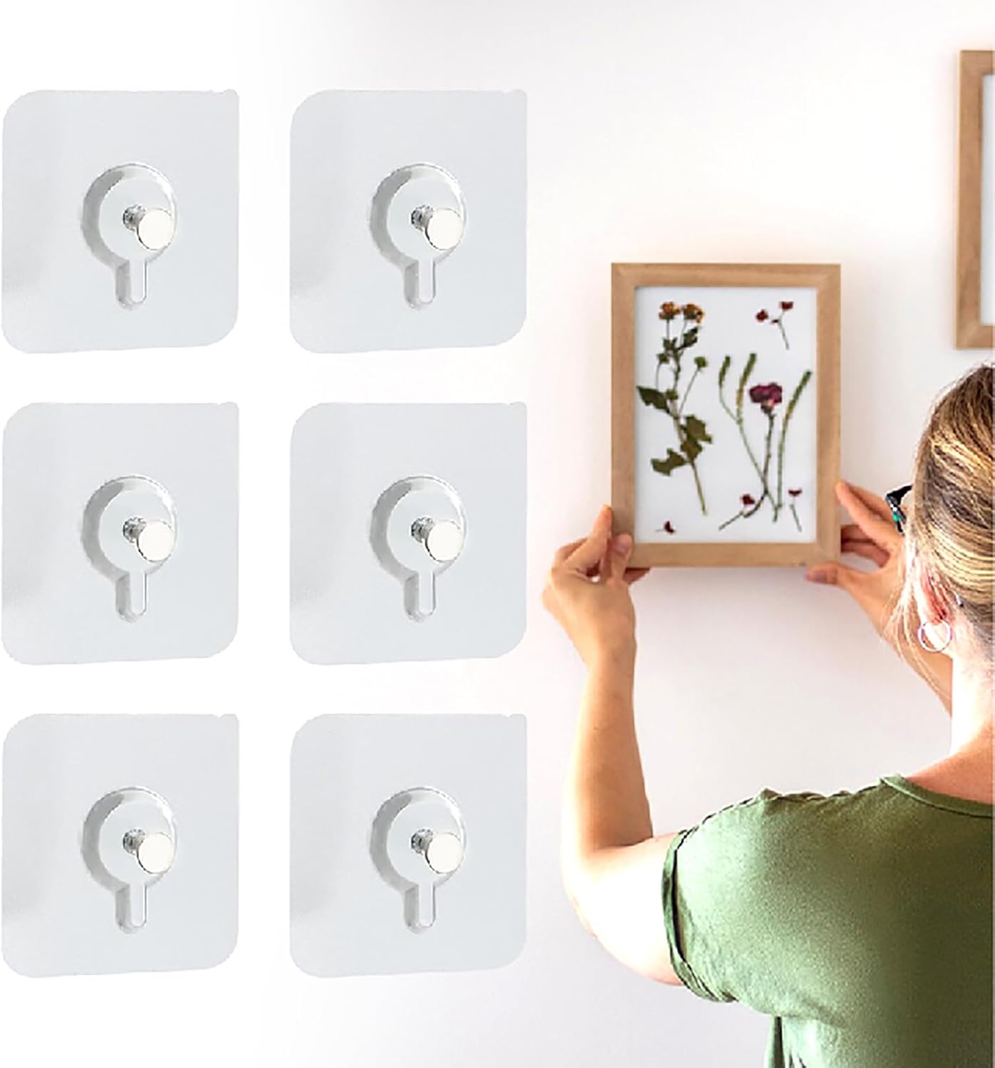 Picture Hangers Without Nails, 20 Ibs Load Heavy Duty Self Adhesive Wall Hooks No Drill Hooks for Hanging, Upgraded Picture Hangers Without Nails Nail Free Wall Hangers for Home (2.36" × 3.93", 6pcs) 61ljvmwrqyl. ac sl1500 .jpg