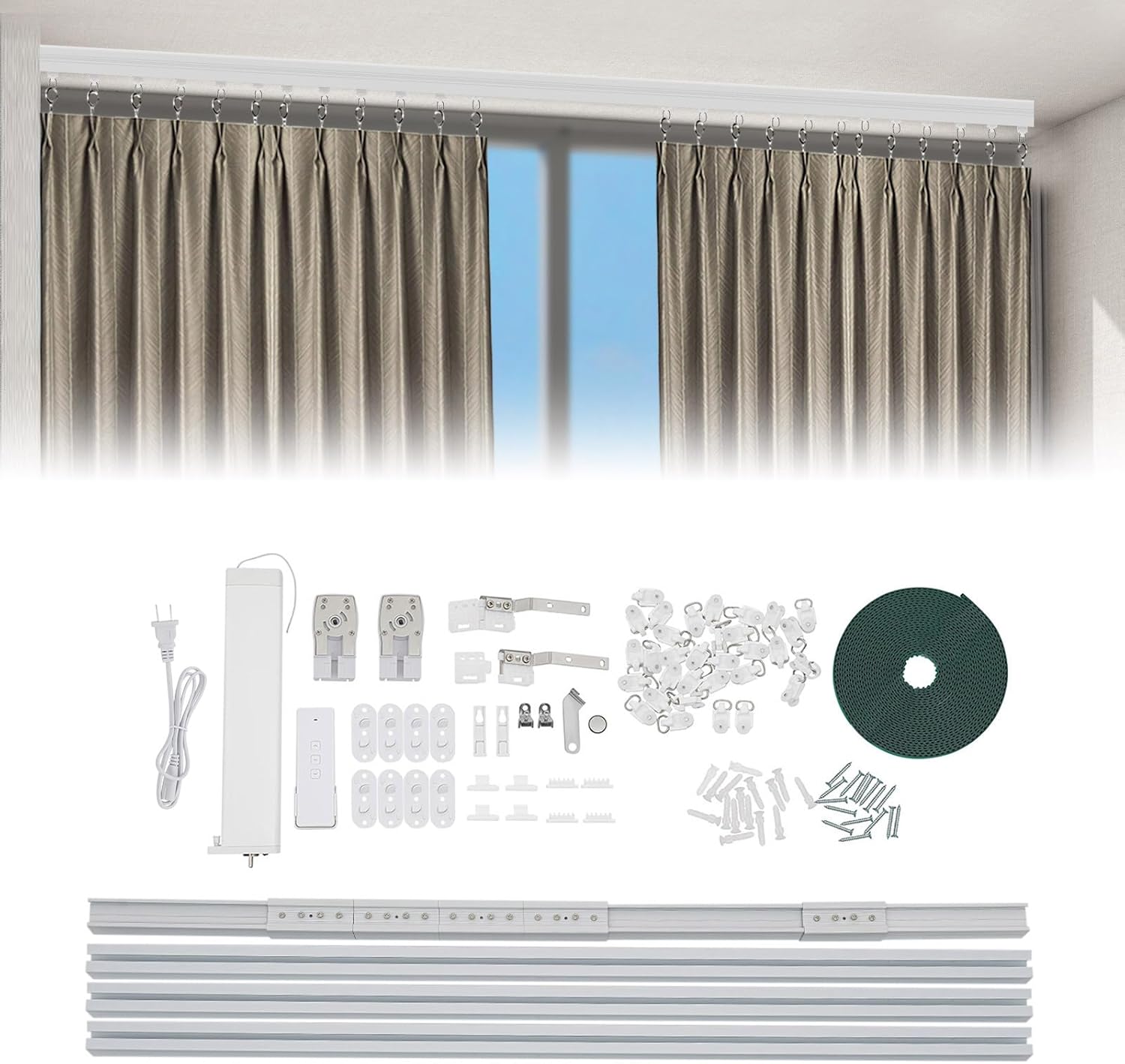 Motorized Curtain Tracks with Remote Control, Electric Smart Curtains System, Automatic Curtain Opener, Adjustable Track Length, Electric Curtain Track, Compatible with Alexa/Google Home/Smart Home 71d5v76evxl. ac sl1500 .jpg