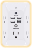 Outlet Extender with Night Light, HANYCONY Multi Plug Outlet, USB Wall Charger Surge Protector 4 USB Ports(1 USB C), Power Strip Electrical Outlet Splitter Expander for Home Office Dorm Room, ETL