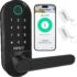 Fingerprint Smart Door Lock with Handle & Keypad – Bluetooth Keyless Entry for Front Door, Home, Kids, Guests, Airbnb & Rental, App + Code Access, Compatible with Alexa & Google, Easy DIY Install