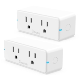 Govee Dual Smart Plug 2 Pack, 15A WiFi Bluetooth Outlet, Work with Alexa and Google Assistant, 2-in-1 Compact Design, Govee Home App Control Remotely with No Hub Required, Timer, FCC and ETL Certified