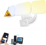 EMANER Smart Security Light Motion Sensor, Compatible with Alexa/Google Home, Warm White to Daylight White Brightness Adjust, App Controlled WiFi Flood Light (White, 1-Pack)