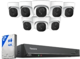 REOLINK 4K PoE Security Camera System Wired, 8pcs 8MP PoE Cameras, Smart Person/Vehicle Detection, 16CH NVR with 4TB HDD, H.265, 24/7 Recording, High Bitrate & Clear Stream, RLK16-800D8