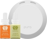 Pura Smart Home Fragrance Device Starter Set – Pura 4 – Scent Diffuser for Home – Includes Fragrance Aroma Diffuser – Square Box, Orange Blossom and Lemon Verbena Scent Refills