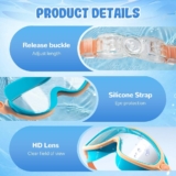 Children’s Large Frame Waterproof and Anti Fog Swimming Goggles, 2025 Summer Wide View Swimming Goggles for Kids Boys Girls