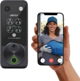 Lockly Vision Zeno Smart Lock with Video Doorbell Camera, Fingerprint Keyless Entry with Apple Home Key, Wi-Fi Deadbolt for Front Door, PIN Genie Keypad, App Remote Control, 2 Rechargeable Batteries
