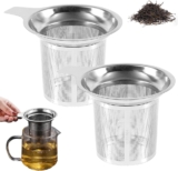 Stainless Steel Tea Infuser Strainers, 2025 New Tea Strainers & Filters for Loose Tea with Heat Proof Handles, Extra Fine Mesh Strainer Cups to Steep Loose Leaf Tea and Coffee (2PCS)