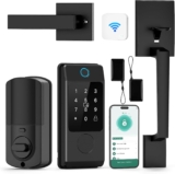 WiFi Smart Locks for Front Door, Miuedo Front Door Lock Sets, Handle Sets with Electronic Keypads, Keyless Entry, Fingerprint Deadbolt, Auto Lock Digital Lock (Black)