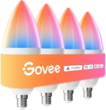 Govee E12 Led Bulb, Smart Light Bulbs Work with Matter, Alexa, Google Assistant, WiFi Candelabra Bulbs 40 Watt Equivalent, RGBWW Color Changing Light Bulb, 2.4Ghz Only, 450 LM, 4 Pack