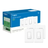 TP-Link Tapo Smart Light Switch, Single Pole, Neutral Wire Required, 2.4GHz Wi-Fi Light Switch Compatible with Alexa and Google Home, UL Certified, No Hub Required, White, Tapo S500(4-Pack)