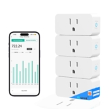 Tuya Smart Plug,Mini with Energy Monitoring,Pro Series 15A Plug,2.4G Wi-Fi Outlets Support Alexa, Google Assistant, Time Schedule,ETL & FCC Certified, 4 Pack