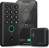 igloohome Smart Deadbolt Go (DBX2 Matte Black) & WiFi Bridge Bundle – Control Your Locks Remotely with The Mobile app (iOS/Android) & Alexa