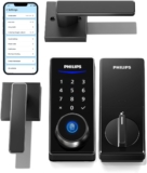 Philips Smart Lock with Handles, Keyless Entry Door Lock Set, Smart Door Lock with 2 Level Handles, Digital Keypad Deadbolt for Front Door, App Fingerprint PIN Code Unlocking, Auto Locking