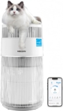 WiseSky Pet Air Purifier, 3-in-1 HEPA Filter for Cat Hair Dander Odor Dust, for Home Large Room, Up to 1644 ft², Smart App Control, 360° Air Intake, W-Cat, White