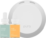 Pura – Smart Home Fragrance Device Starter Set – Pura 4 – Scent Diffuser for Home – Includes Fragrance Aroma Diffuser – Square Box, Linens & Surf and Yuzu Citron Scent Refills