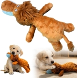 2026 New Dog Toys, Interactive Squeaky Soft Puppy Chew Toy, Indestructible Plush Dog Toy for Aggressive Chewers,Durable Teething Toys for Small Medium Large Dogs (Lion)