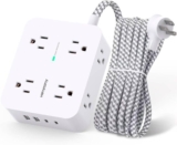 Surge Protector Power Strip – HANYCONY 8 Outlets 4 USB (2 USB C) Charging Ports, Multi Plug Outlet Extender, 5Ft Braided Extension Cord, Flat Plug Wall Mount Desk Charging Station for Home Office ETL