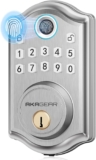 DS10 Keyless Entry Door Lock – Fingerprint Door Lock with 2 Keys, Electronic Keypad Deadbolt, Smart Door Lock, Keypad Lock for Front Door, Auto-Lock & One Touch Locking – Satin Nickel