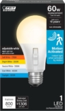 Feit Electric LED Motion Sensor Light Bulb, A19 60W Equivalent, 5CCT, Non-Dimmable, E26 Medium Base, 90 CRI, 800 Lumens, Adjustable White, 15 Years Lifetime, OM60/5CCTCA/MM/LEDI
