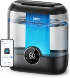 DREO Smart Humidifiers for Bedroom, 6L Top Fill Supersized Cool Mist Humidifier for Large Room, 60 Hour Runtime, Quiet Ultrasonic Humidifier for Plants, Baby, Indoor, Home, Night Light, Black