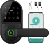 Leydebong Fingerprint Smart Door Lock with Handle & Keypad – No More Lost Keys, Keyless Entry & Remote Access for Home, Airbnb & Rental Property, DIY Install