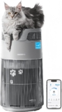 WiseSky Pet Air Purifier for Cat Owners, High-Efficiency Air Purifier for Cat Hair Dander Smoke Litter Odor in Large 1644 Sq Ft Room, 360° HEPA Filtration, Smart App, Quiet Pet-Friendly Design, Grey