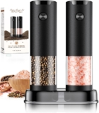 Electric Salt and Pepper Grinder Set Automatic Battery Pepper Mill Shakers Adjustable Coarseness Upgraded Larger Capacity with Led Home and Kitchen Appliances Birthday Gifts for Women Mom