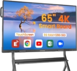 65″ Smart Board, 4K UHD Touchscreen Interactive Digital Whiteboard Display, Electronic All-in-One Computer for Classroom Office Home Business w/Open App Ecosystem (Board & Wall Mount Only)