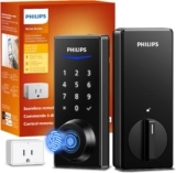 Philips Wi-Fi Smart Door Lock, Keyless Entry Door Lock with App Control,Fingerprint ID,Auto Lock,Keypad Deadbolt with Wi-Fi Bridge Adaptor,Smart Locks for Front Door-Matte Black