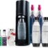 SodaStream – ART Sparkling Water Maker | VALUE BUNDLE | CQC CO2 system | Includes 2x CO2 Cylinders, 2x 32 Fl Oz Dishwasher Safe Bottles, 2x Bubly Flavor Drops | Combine with Pepsi Flavors | Black