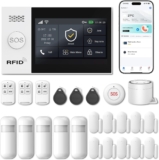 Wireless Home Alarm System with Touch Screen,Smart Home Security Systems with DIY Door/Window Sensors,Motion Detector,4G SMS/App Instant Alerts for Villa,Apartment,Kids Safety (A107F-US-F)