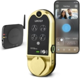 Lockly Vision Smart Lock with HD Video Doorbell, Fingerprint Door Lock for Front Door, Touchscreen Keypad, App Control, Auto Lock, No Monthly Fee – Brushed Gold
