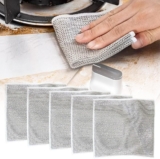 Multipurpose Wire Dishwashing Rags for Wet and Dry, 2026 Upgrade Non Scratch Metal Wire Dishcloth, Reusable Premium Metal Scrubbing Pads Sponge Clean for Home Kitchen Stove Tops (5Pcs)