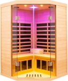 Smart APP Control 2-3 Person Ultra Low EMF (0-5mG) Far Infrared Sauna for Home, 1520W Hemlock Wood Sauna Room with Bluetooth Speaker & Chromotherapy Lights, LCD Touch Panel, Constant Temperature Cover