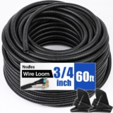 60 FT Wire Loom 3/4 Inch, Split Wire Loom Tubing Wire Conduit, Wire Protector Tubing – Black